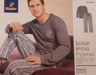 Free shipping Tcm male 100% cotton long sleeve length pants home set casual sleepwear