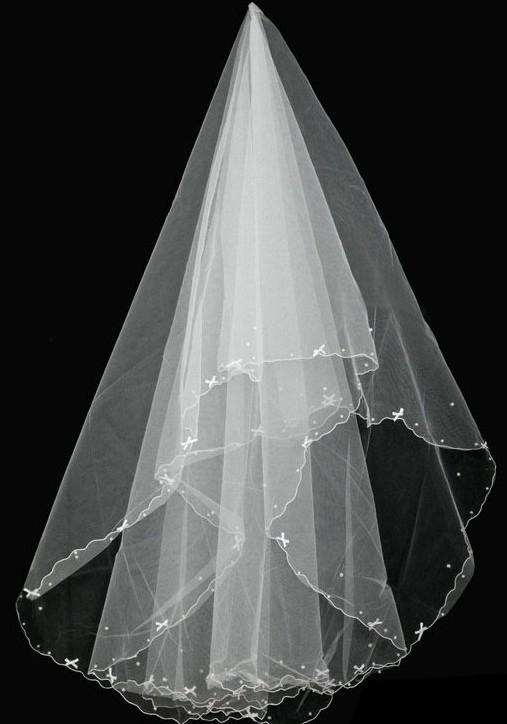 free shipping The bride wedding dress formal dress veil 1.5 meters short veil style pearl butterfly veil
