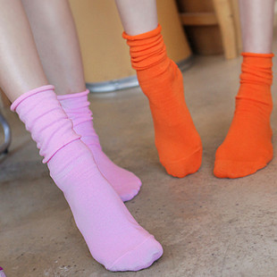free shipping The casualness socks roll-up hem long design piles of socks candy color socks candy socks