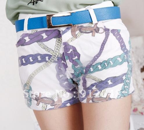 free  shipping   The chain printing joining together nets yarn interest shorts female