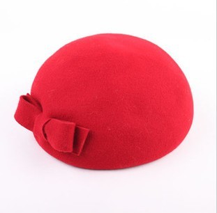 Free shipping the han edition of pure wool? Big bowknot is lovely dome cap hat beret leisure boom   lm002