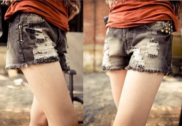 FREE SHIPPING!The new 2013, small appropriate with carbon black raw denim shorts