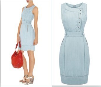 Free shipping The new listed Elegant fashion women's summer o-neck vest denim casual cloth elegant one-piece dress dn211