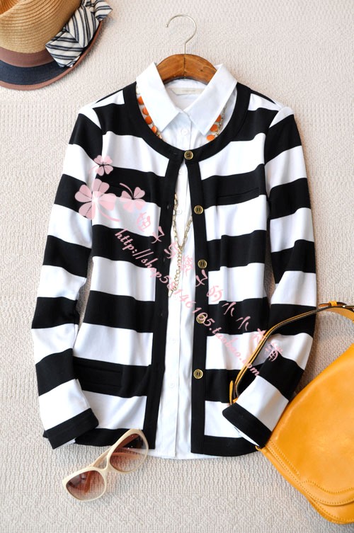 Free shipping The new listed M stripe fabric cardigan Promotion