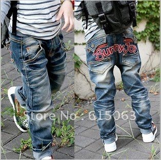 Free shipping! The new neutral Children zipper the letters jeans wholesale