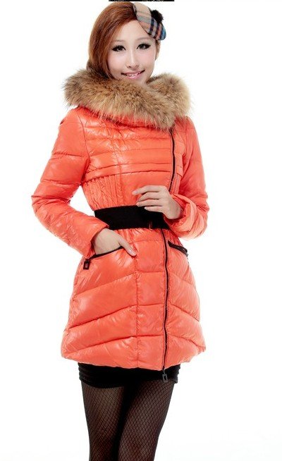 free shipping ! The new tide large raccoon collars mid-length style women quality goods down jacket