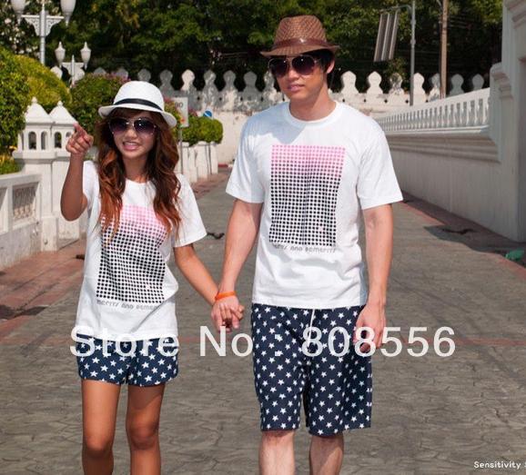 Free Shipping the price of two black and white star couple beach pants men/women shorts of beach style trousers  in stock