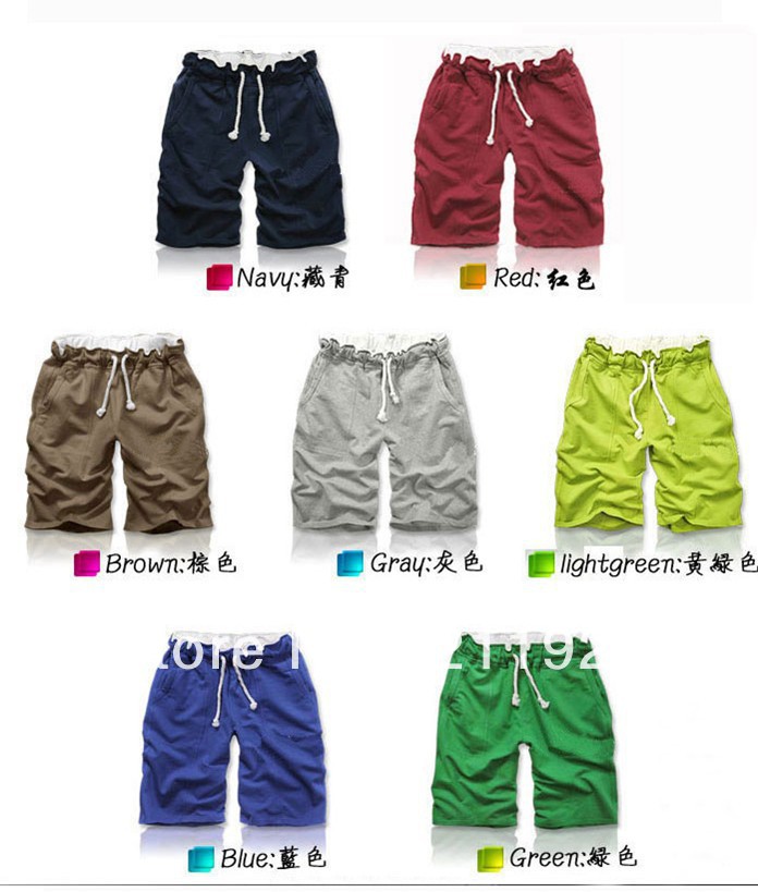 Free Shipping the price of two fire colored stripes couple beach pants women/men shorts of beach style trousers in stock