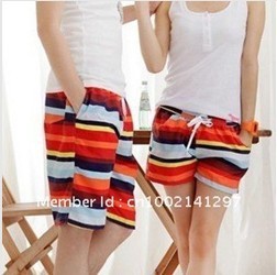 Free Shipping the price of two pants 2012 new rainbow patterns couple beach pants women/men trousers