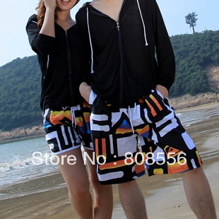 Free shipping the price of two pants new geometric patterns couple beach pants women/men trousers in stock