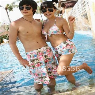 Free Shipping the price of two tropical style couple beach pants women/men shorts of beach style trousers in stock