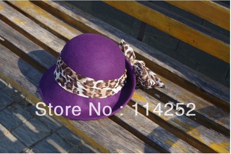Free Shipping The purple female winter hat of Bow