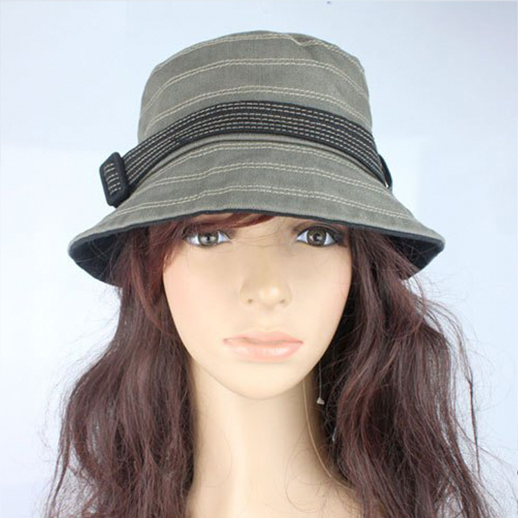 Free Shipping The trend of fashion hat belt decoration stripe bucket hats women's hat casual hat sunbonnet