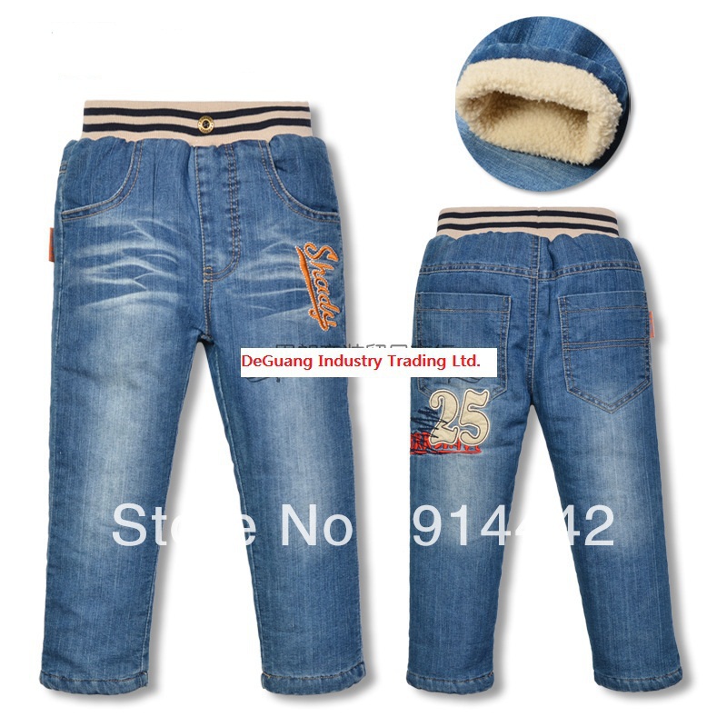 Free Shipping ! Thickening 100% Cotton Pant,For 3-7 Age Winter Children' Jeans Wholesale,5pcs/lot Kid's Garments