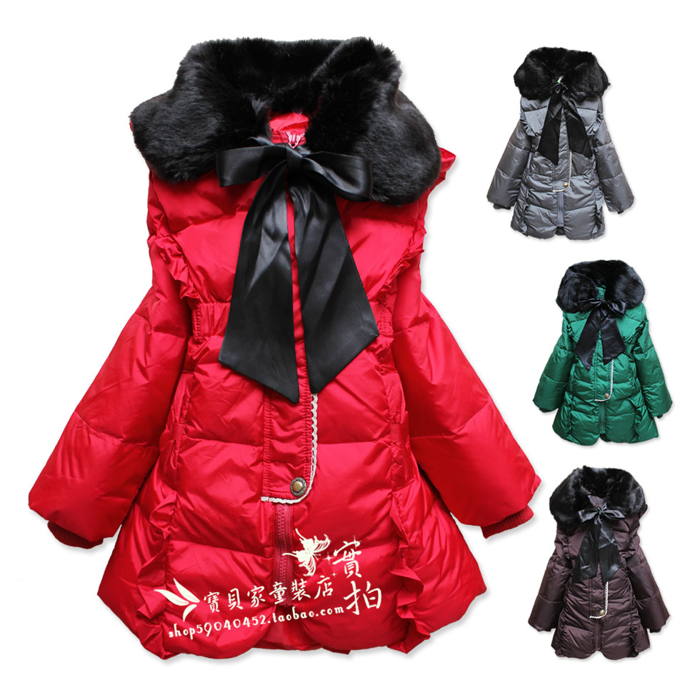 free shipping Thickening children child down coat female child medium-long ultra soft x203