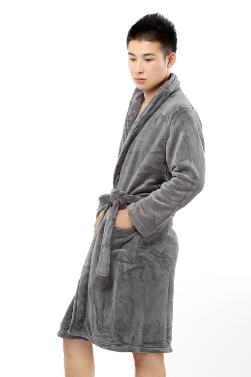 free shipping Thickening coral fleece robe coral fleece bathrobe spring and autumn sleepwear male 8059