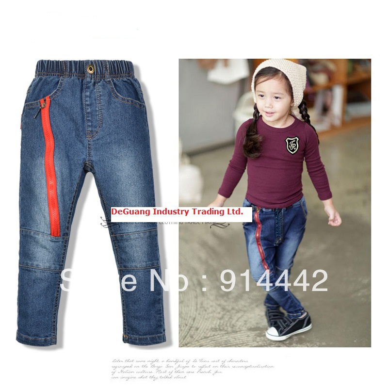Free Shipping ! Thickening Lamb Flocking 5pcs/lot Winter Children's Jeans,For 3-7 Age Girl's Casual Style Colthing Wholesale