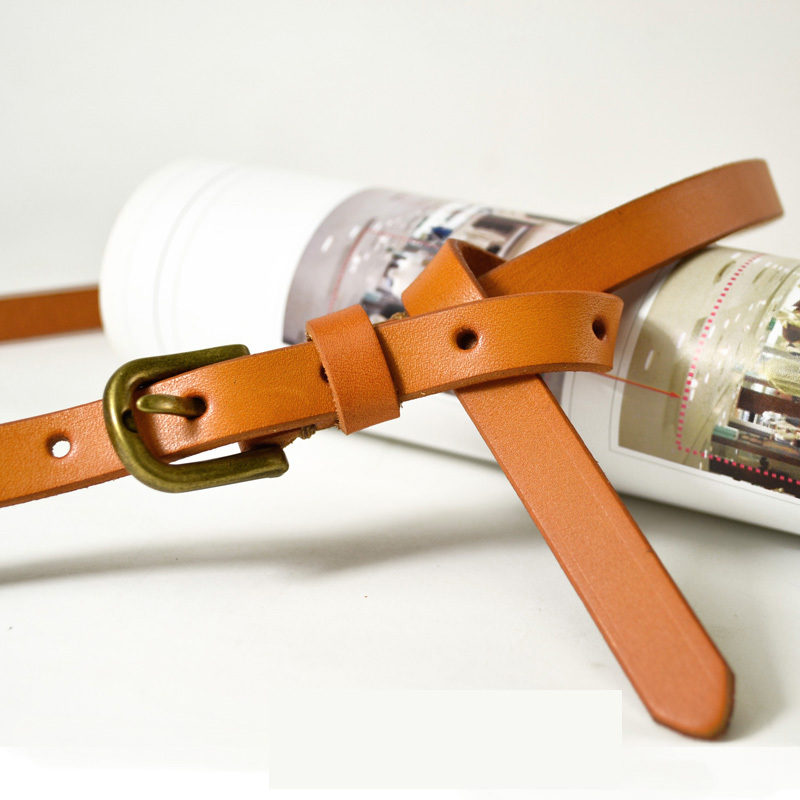 Free shipping Thin belt tieclasps women's genuine leather first layer of cowhide all-match vintage strap brief A475