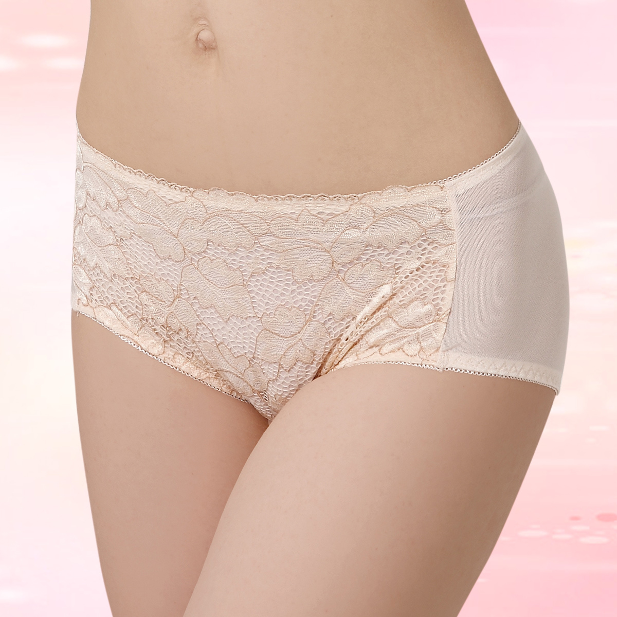 Free Shipping Thin Gauze Lace Panties 8031k Women's Sexy Mid Waist Briefs