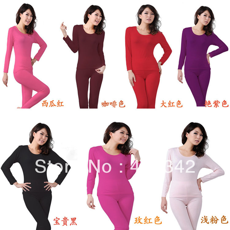 Free Shipping Thin Sexy Tight Long Johns Modal A Set Of Women's Thermal Underwear Set  Winter Velvet Warm 618 L XL XXL