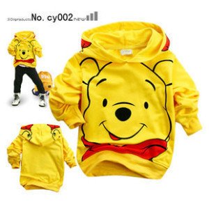 Free shipping thin style boy lovely pooh pattern cotton children hoodies for spring and autumn wholesale price 2012