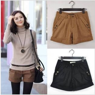 FREE shipping Three Colors 2012 Autumn Winter Women's Wool Straight Boot Cut Plus Large Casual Ladies Shorts S-XXL
