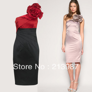 Free shipping! three-dimensional flower dress sexy one shoulder slim formal dress km fashion women dh024