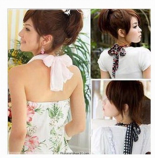 Free shipping Three-dimensional steps halter-neck chiffon big bow shoulder strap pectoral girdle underwear silks and satins belt