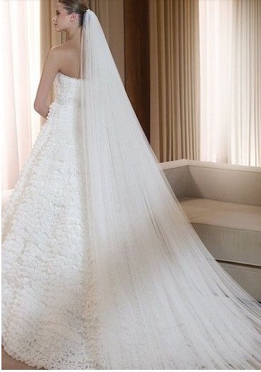 Free shipping Three Meters Long Wedding Veils Ivory White Two layers Tulle Bridal Wedding Veils
