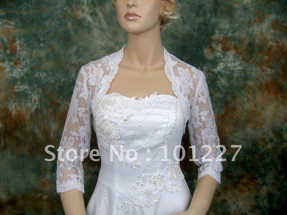 Free Shipping Three Quarter Length Sleeves Lace Wedding Dress Bridal Jacket JD253