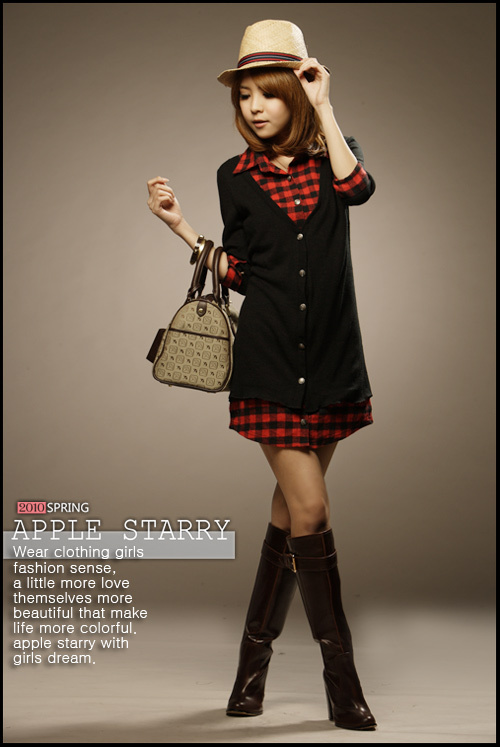 Free shipping,Three quarter sleeve plaid collar faux two piece plaid shirt female cardigan plus size cardigan outerwear
