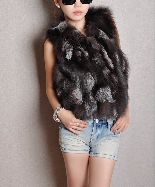 Free shipping to EMS Lady Fashion Genuine Fox fur vest/Waistcoat Style Newest In Stock Hot selling