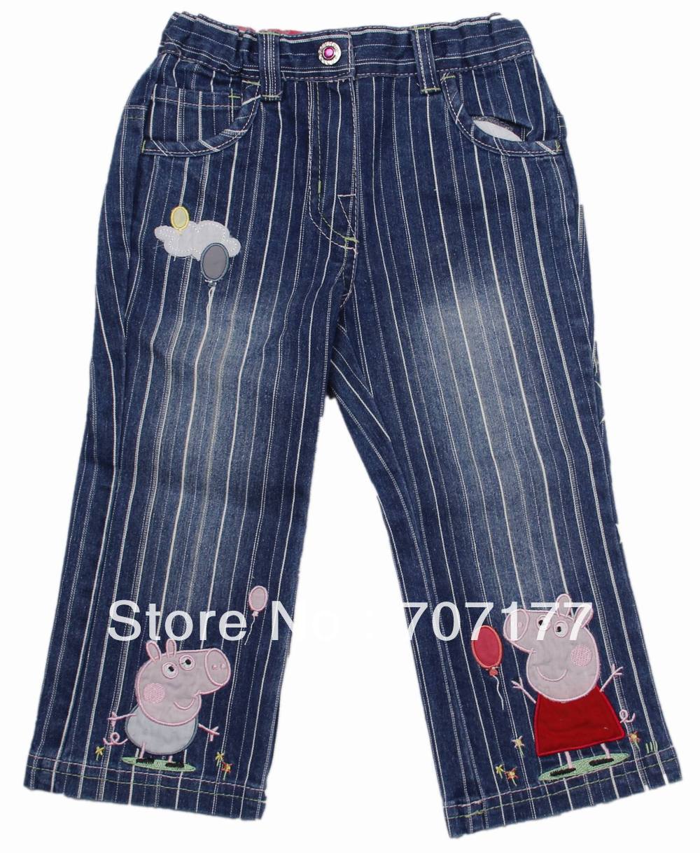 free shipping Toddler peppa pig girl cotton Denim jeans