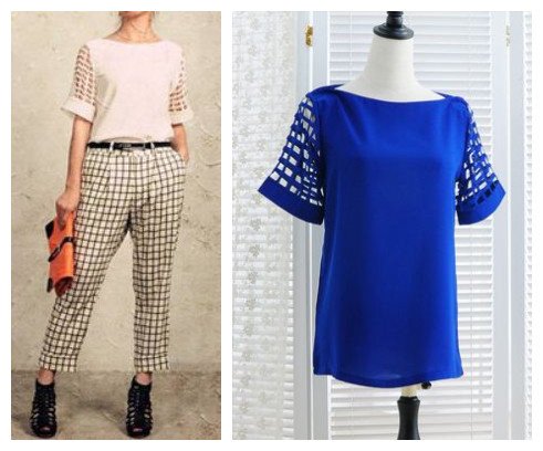 Free shipping, Top brand style 2012 Popular short hollow out sleeve solid Women loose casual chiffon Blouses, 4 color  Free size