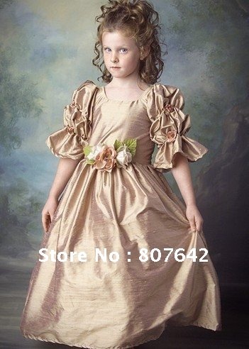 Free shipping top grade short sleeves Flower girl dresses girls pageant dresses Custom-size/color wholesale price Sky-1039