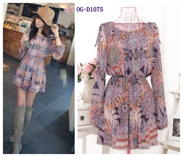 Free shipping Top Grade Star Style hawaii style 2012 New  Fashion national style print women chiffon dresses, 1 color Free size