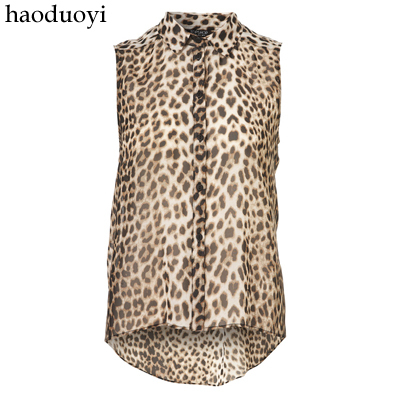 Free Shipping  top leopard print sleeveless shirt dovetail after 6 full