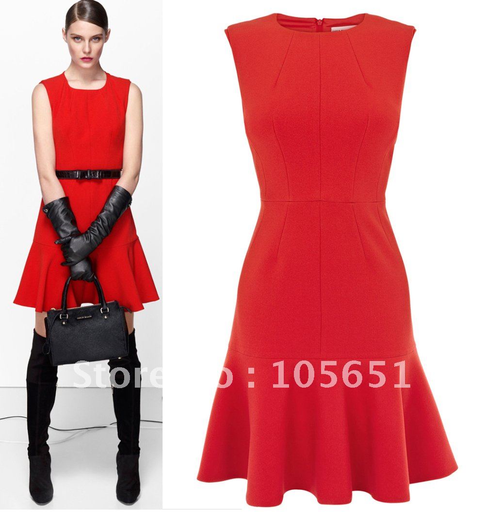 Free Shipping, Top Quality. Fashion Cute Colorful Dress With Hem Frill - Ladies' Slim Elegant casual dresses For Women KM-DP127