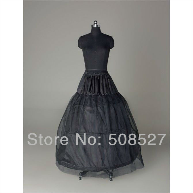 Free Shipping Top Quality In Stock Black Bridal Accessories Wedding Gown Three hoops one layer net A-Line Petticoat/crinoline