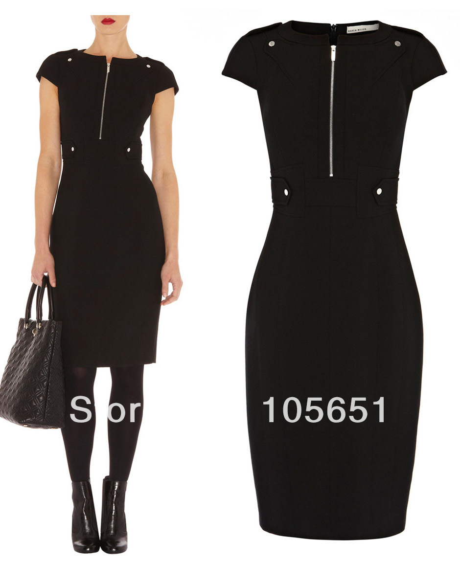 Free Shipping,Top Quality,New Items Fashion Womens Military Tailored Dress - The Brand Zipper Casual Pencil Dresses KM-DP295