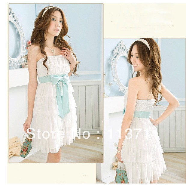 Free shipping Top Sale Newly Designed  charm cake Laminated Tube Dress Chiffon Ribbon Dresses Skirt (Drop shipping support!)