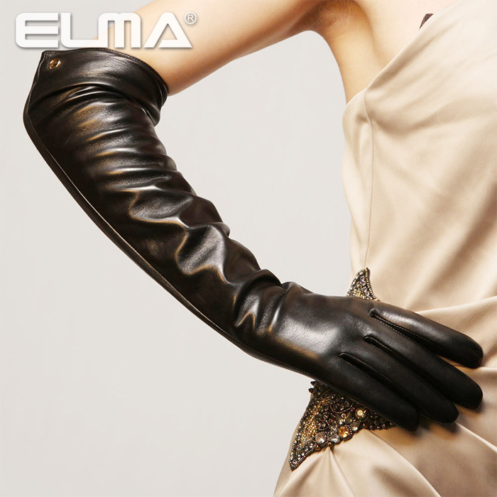 free shipping top sheepskin 2012 women's long design genuine leather gloves chief 51 el017nc