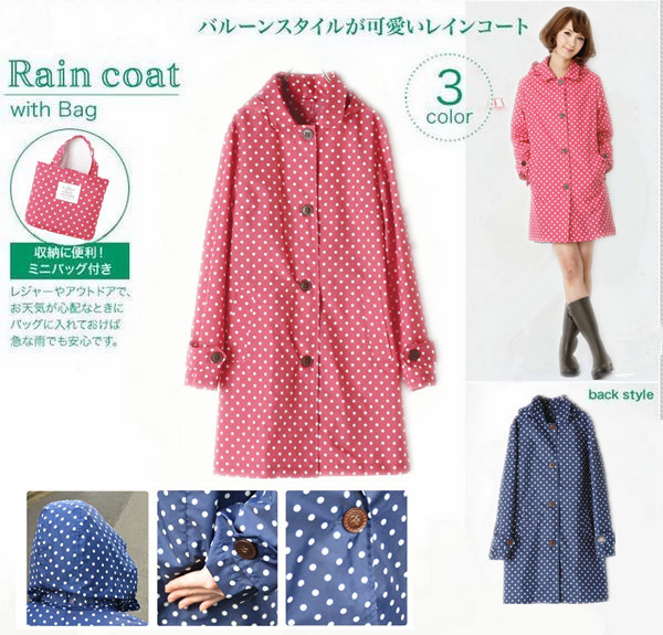 free shipping Transparent hooded fashion polka dot raincoat poncho trench