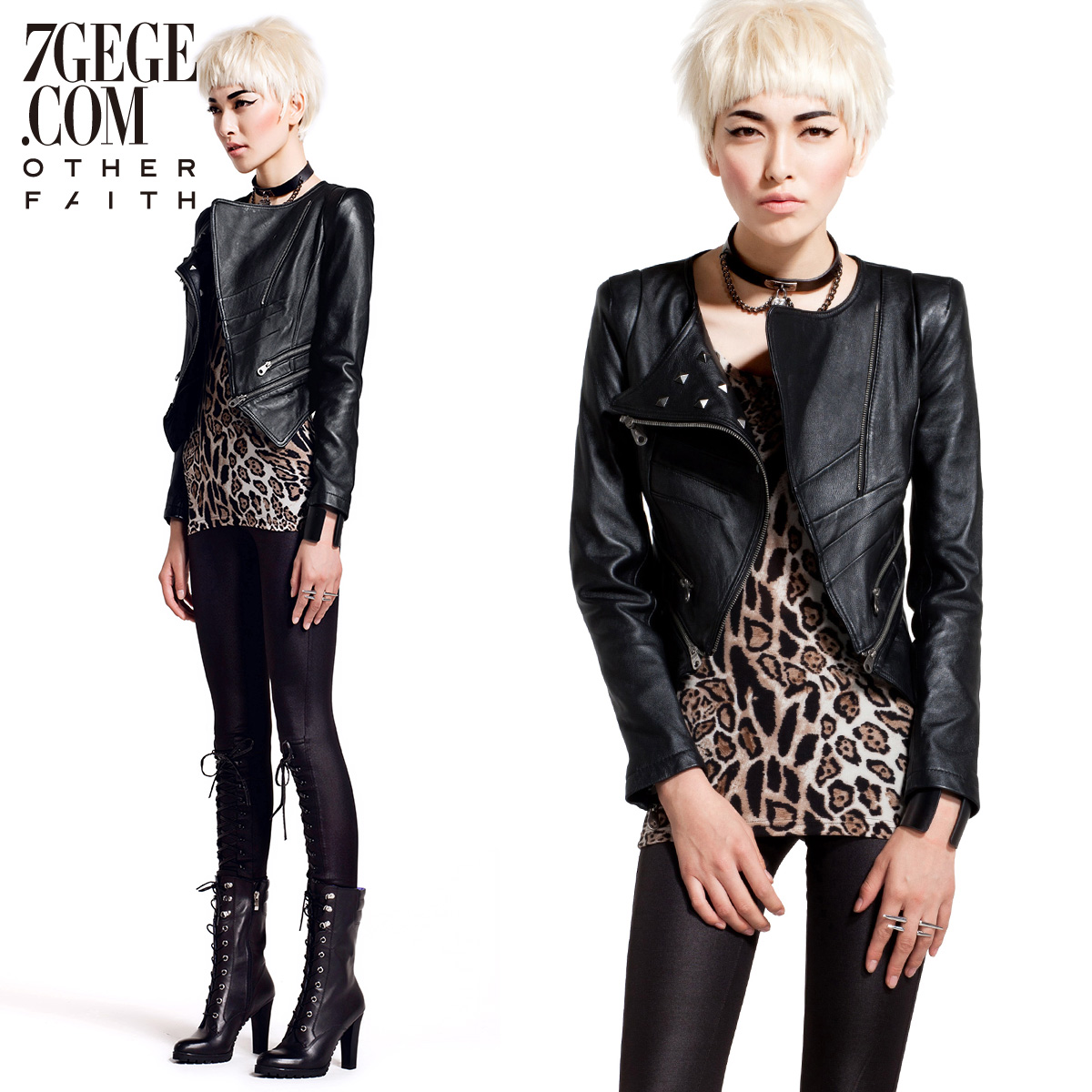 Free Shipping Trend sheepskin short design motorcycle leather clothing genuine leather 13g30019