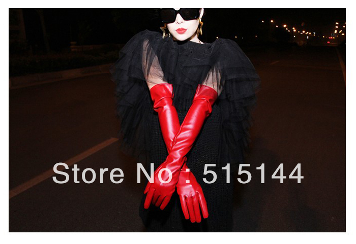 Free shipping Trendsetter is necessary All-match Smooth surface Elbow length PU Leather Ladies Gloves MI90063