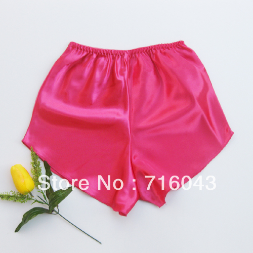 Free shipping Trunk female sexy mid waist solid color at home faux silk boxer shorts shorts pajama pants panty