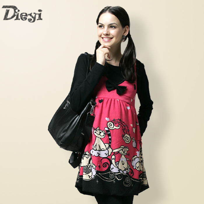 free shipping! Twinset goatswool maternity dress long-sleeve dress maternity clothing 1007 spring and autumn