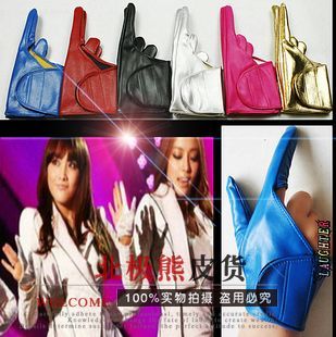 free shipping Two fingers gloves punk hip-hop soft leather gloves personalized fashion male women's gloves