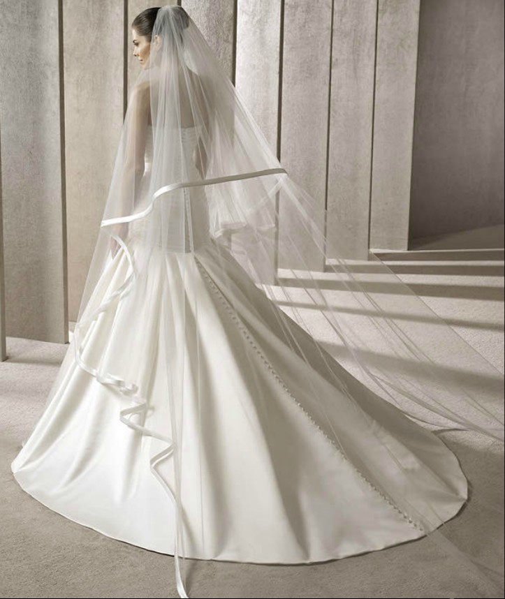 Free shipping two layer white/ivory long wedding veils