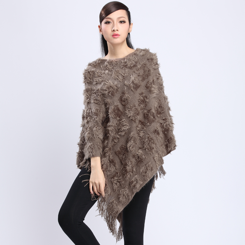 free shipping Two ways irregular tassel pullover shirt batwing cloak sweater shirt cloak shoulder width sweater